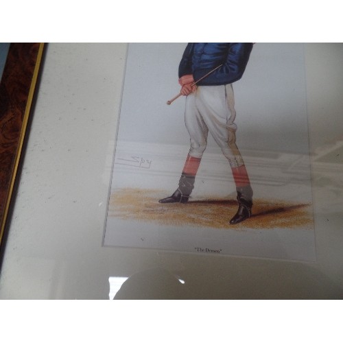 126 - A SET OF 5 CARICATURE PRINTS OF JOCKEYS BY SPY (SIR LESLIE WARD RP) AND OTHER ARTISTS . INCLUDES SAM... 