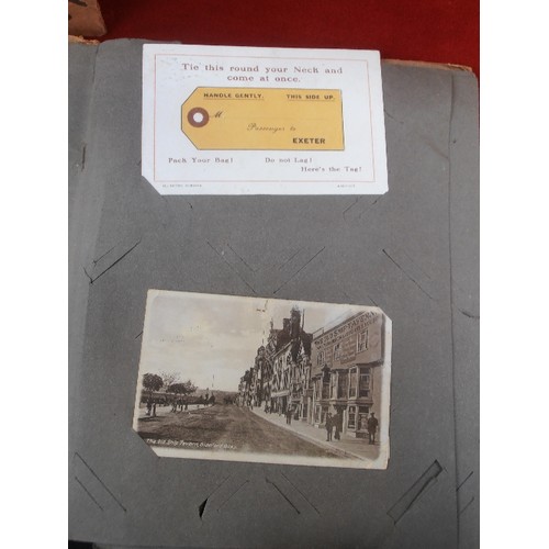 319 - TWO EDWARDIAN POSTCARD ALBUMS. INCLUDES A FEW REAL PHOTOGRAPHIC - WINDMILL AT BARKING, TIVERTON DEVO... 