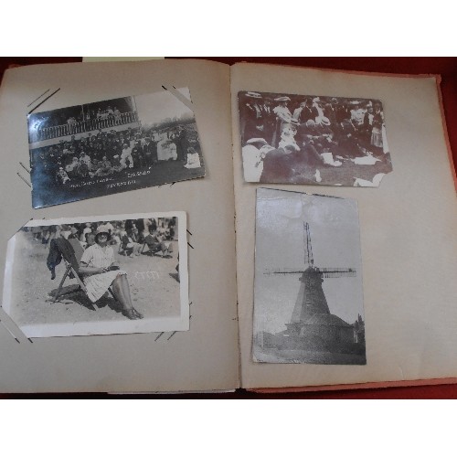 319 - TWO EDWARDIAN POSTCARD ALBUMS. INCLUDES A FEW REAL PHOTOGRAPHIC - WINDMILL AT BARKING, TIVERTON DEVO... 