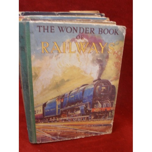 309 - 5 X 1950's WONDER BOOKS PUBLISHED BY WARD LOCK & CO. INCLUDES WONDER BOOK OF :- RAILWAYS; THE ARMY; ... 