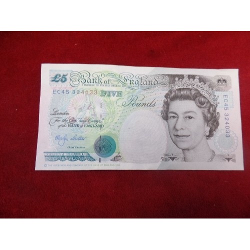 99A - UNCIRCULATED £1.00 NOTE FROM 1978 AND AN UNCIRCULATED £5.00 NOTE FROM 1999