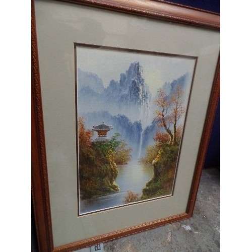 139A - BEAUTIFUL PAIR OF LATE 20TH CENTURY JAPANESE OIL PAINTINGS ON CANVAS BOARD, OF MOUNTAIN LANDSCAPES, ... 