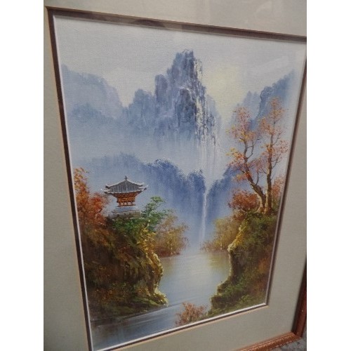 139A - BEAUTIFUL PAIR OF LATE 20TH CENTURY JAPANESE OIL PAINTINGS ON CANVAS BOARD, OF MOUNTAIN LANDSCAPES, ... 