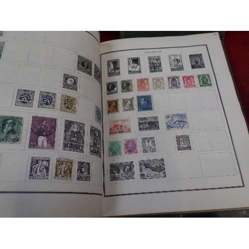 318A - 2 VINTAGE STAMP ALBUMS. 1 FIRST HALF OF 20TH CENTURY, THE OTHER MID. MANY BRITISH, AND BRITISH OVERS... 