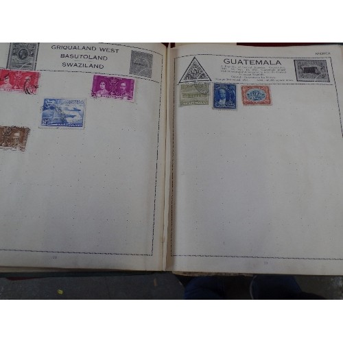 318A - 2 VINTAGE STAMP ALBUMS. 1 FIRST HALF OF 20TH CENTURY, THE OTHER MID. MANY BRITISH, AND BRITISH OVERS... 