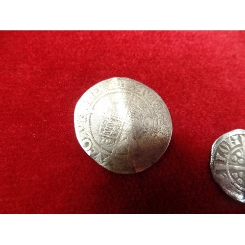 94D - FOUR SILVER COINS - EDWARD I, II OR III 1272 TO 1377. LONG CROSS SILVER PENNIES  WITH LONG CROSS AND... 