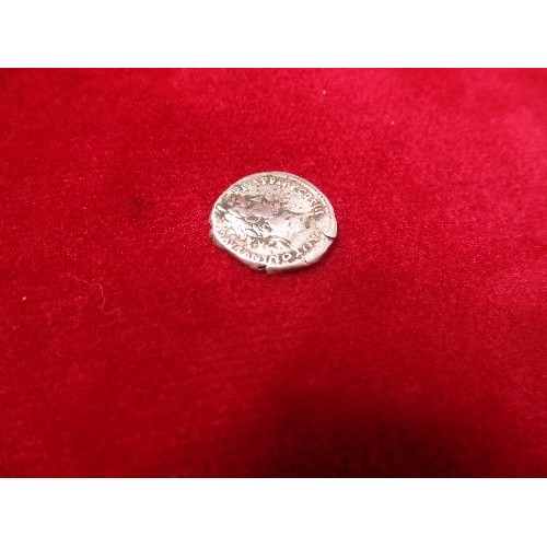 94F - A SILVER ROMAN COIN ANTONIUS PIUS AD 140 - 143 SILVER DENARIUS - 17MM, 3.6 GRAMS