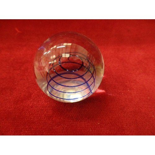 81 - ATTRACTIVE GLASS PAPERWEIGHTS, 1 SQUARE, AND 3 GLOBE.