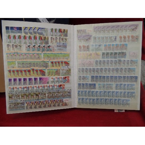 94 - 2 X VINTAGE STAMP STOCK -BOOKS. TOGETHER WITH A LARGE STAMP ALBUM. BOOKS CONTAIN MULTIPLE STAMPS..