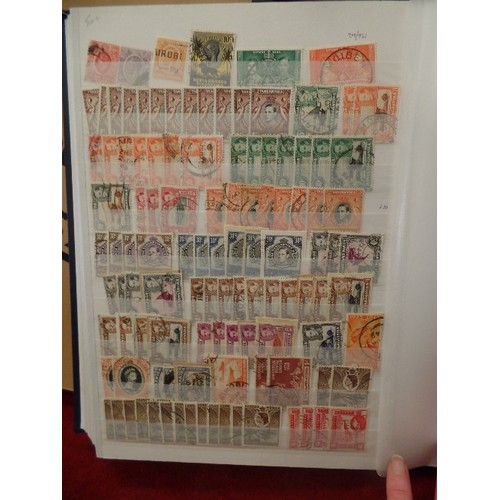 94 - 2 X VINTAGE STAMP STOCK -BOOKS. TOGETHER WITH A LARGE STAMP ALBUM. BOOKS CONTAIN MULTIPLE STAMPS..