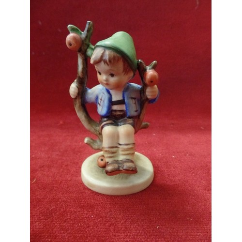 99 - VINTAGE GOEBEL W.GERMANY, FIGURE OF BOY SITTING IN AN APPLE TREE.