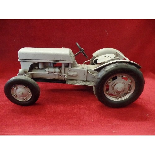 68 - LARGE VINTAGE STYLE TIN -PLATE TRACTOR. GREY.