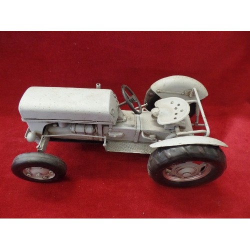 68 - LARGE VINTAGE STYLE TIN -PLATE TRACTOR. GREY.