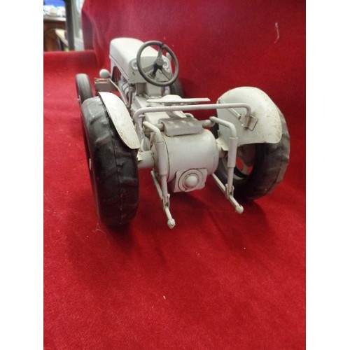 68 - LARGE VINTAGE STYLE TIN -PLATE TRACTOR. GREY.