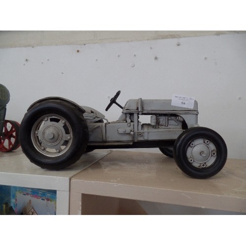 68 - LARGE VINTAGE STYLE TIN -PLATE TRACTOR. GREY.