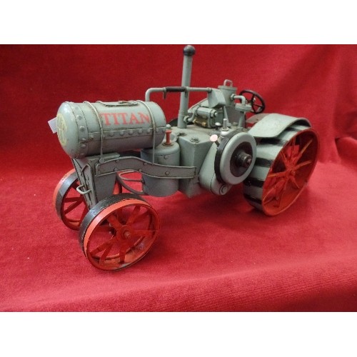 69 - LARGE VINTAGE STYLE TIN-PLATE 'TITAN' TRACTOR. BATTLESHIP GREY.