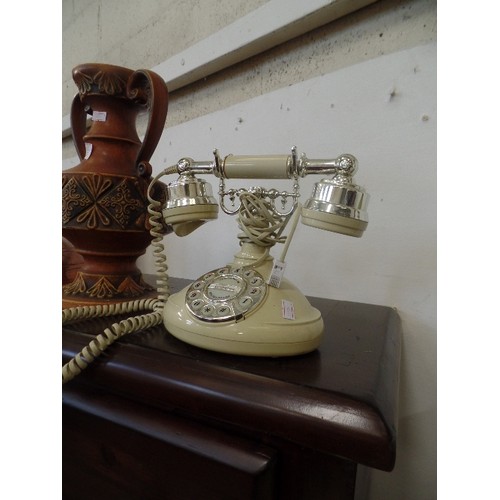 114 - RETRO REPLICA TELEPHONE. CREAM WITH PUSH-BUTTON DIAL.