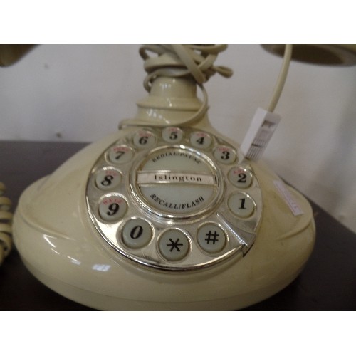 114 - RETRO REPLICA TELEPHONE. CREAM WITH PUSH-BUTTON DIAL.