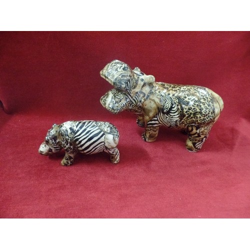 132 - LOVELY HIPPO PAIR. DECORATIVE CERAMIC/RESIN BY 'COLLAGE'