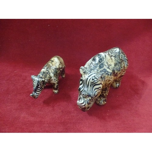 133 - LOVELY RHINO PAIR. DECORATIVE CERAMIC/RESIN BY 'COLLAGE'