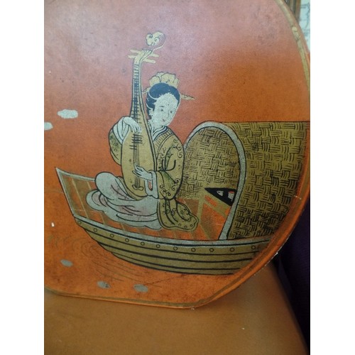 156 - VINTAGE ORIENTAL DRUM SHAPED CONTAINER. LEATHER? COVERED WOOD. RECTANGULAR HOLE IN TOP, IDEAL FOR DR... 