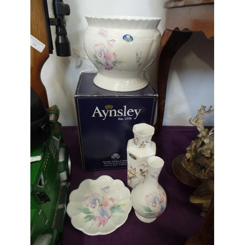 181 - AYNSLEY 'LITTLE SWEETHEART' CASCADE PLANTER[WITH BOX] SMALL DISH, AND BUD VASE. TOGETHER WITH 'JUST ... 