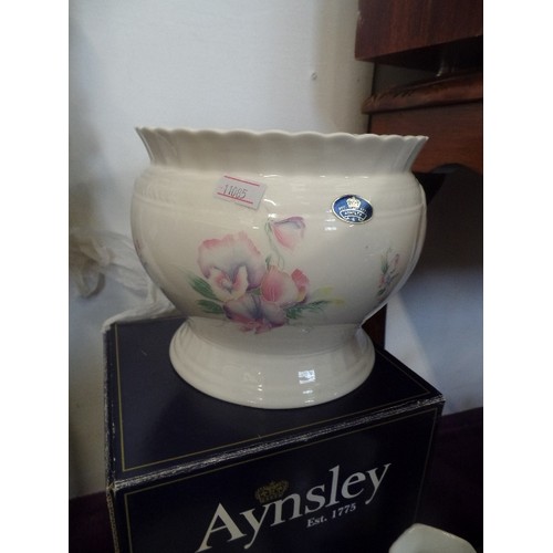 181 - AYNSLEY 'LITTLE SWEETHEART' CASCADE PLANTER[WITH BOX] SMALL DISH, AND BUD VASE. TOGETHER WITH 'JUST ... 