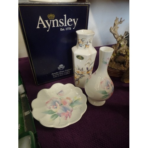 181 - AYNSLEY 'LITTLE SWEETHEART' CASCADE PLANTER[WITH BOX] SMALL DISH, AND BUD VASE. TOGETHER WITH 'JUST ... 