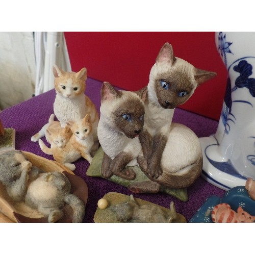 190 - CERAMIC CAT COLLECTION. INC AYNSLEY 'SIAMESE KITTENS, AYNSLEY HAND-PAINTED MASTERCRAFT CATS, SHERRAT... 