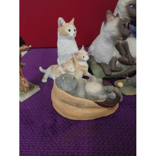 190 - CERAMIC CAT COLLECTION. INC AYNSLEY 'SIAMESE KITTENS, AYNSLEY HAND-PAINTED MASTERCRAFT CATS, SHERRAT... 