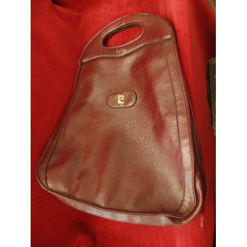 167 - LARGE BURGUNDY LEATHER? 'PIERRE CARDIN' TOTE BAG.