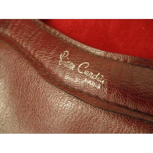 167 - LARGE BURGUNDY LEATHER? 'PIERRE CARDIN' TOTE BAG.