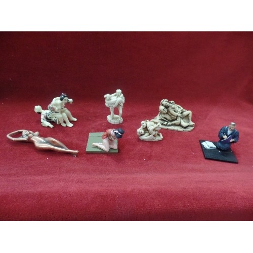 163 - COLLECTION OF MINIATURE JAPANESE NETSUKE EROTIC FIGURES, & OTHERS.