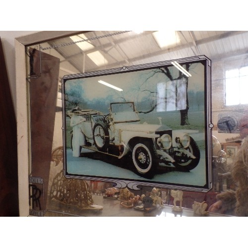 160 - ROLLS ROYCE DECORATIVE MIRROR. SILVER GHOST 1911. CREAM PAINTED FRAME.