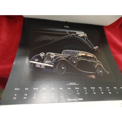 186 - VERY LARGE VINTAGE 1998 JAGUAR CALENDAR. EACH MONTH HAS A FABULOUS IMAGE OF A CLASSIC JAGUAR MARQUE.... 