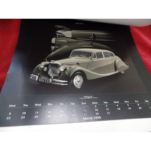 186 - VERY LARGE VINTAGE 1998 JAGUAR CALENDAR. EACH MONTH HAS A FABULOUS IMAGE OF A CLASSIC JAGUAR MARQUE.... 