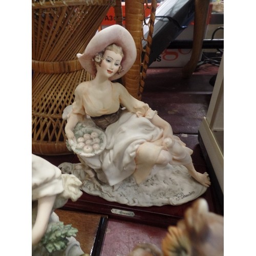 300 - 6 X GOOD QUALITY 'G.ARMANI' CAPODIMONTE STYLE FIGURES. ON WOODEN BASES.