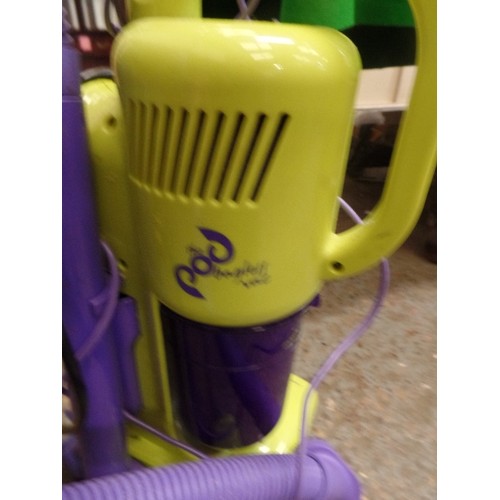 201 - MORPHY RICHARDS 'THE POD, BAGLESS VAC' LIME GREEN/PURPLE.