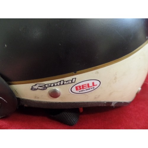 256 - VINTAGE RENTHAL [BELL HELMETS]OPEN FACE SCOOTER? HELMET.BLACK/CREAM.