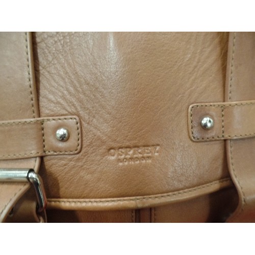 271 - LARGE TAN 'OSPREY' SATCHEL BAG, WITH BUCKLES AND MULTI POCKETS.