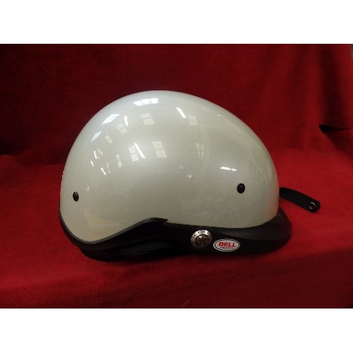 273 - BELL HELMETS-OPEN FACE SCOOTER? HELMET. IN PADDED FLEECE-LINED BAG. APPEARS VGC