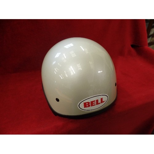 273 - BELL HELMETS-OPEN FACE SCOOTER? HELMET. IN PADDED FLEECE-LINED BAG. APPEARS VGC