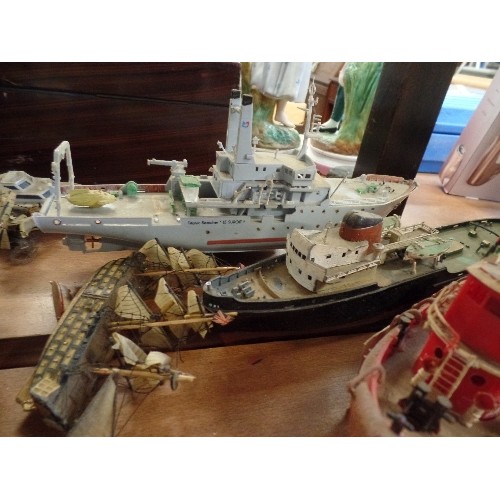 335 - 9 X SHIPS, FISHING BOATS, TUGS ETC. SCALE MODELS.