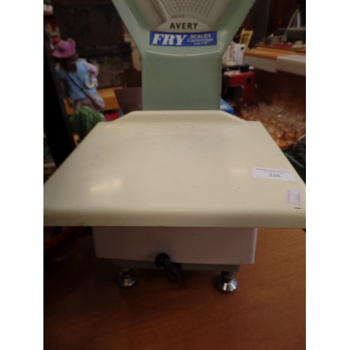 338 - LARGE AVERY SHOP SCALES.  RETRO-VINTAGE [FRY SCALES-CAMBRIDGE STICKER]