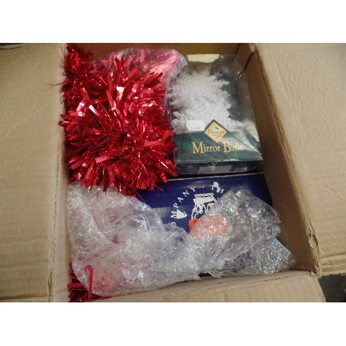 340 - LARGE CHRISTMAS LOT. INC FIBRE-OPTIC TREE, FLORAL DECS, LIGHTS, WRAPPING PAPER, BAUBLES ETC ETC.