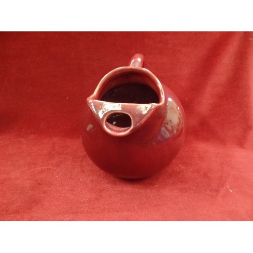 358 - LARGE MEDALTA [CANADA] POTTERY JUG. BURGUNDY.