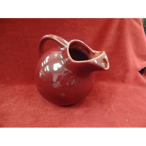 358 - LARGE MEDALTA [CANADA] POTTERY JUG. BURGUNDY.