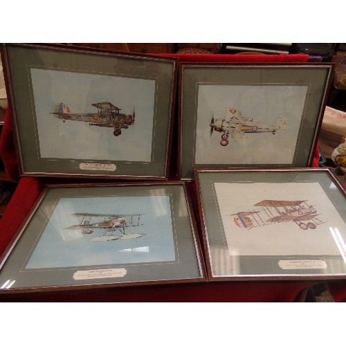 360 - SET OF 4 VINTAGE AVIATION/PLANE PRINTS. INC GLOSTER GLADIATOR 1937-1940. VICKERS FB5 GUNBUS 1915. CA... 