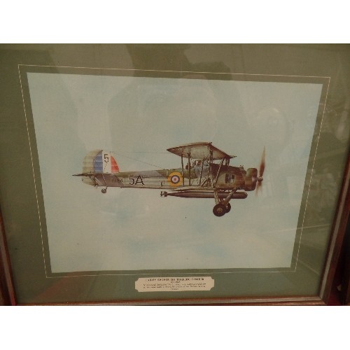 360 - SET OF 4 VINTAGE AVIATION/PLANE PRINTS. INC GLOSTER GLADIATOR 1937-1940. VICKERS FB5 GUNBUS 1915. CA... 