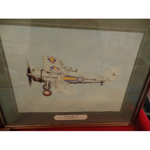 360 - SET OF 4 VINTAGE AVIATION/PLANE PRINTS. INC GLOSTER GLADIATOR 1937-1940. VICKERS FB5 GUNBUS 1915. CA... 